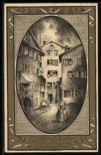 AK Gottfried Kellers Geburtshaus zum goldenen Winkel