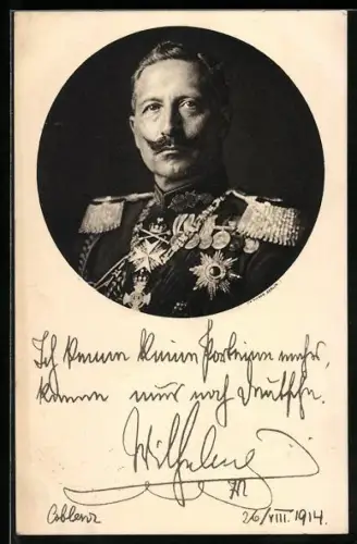 AK Portrait Kaiser Wilhelm II. in Uniform