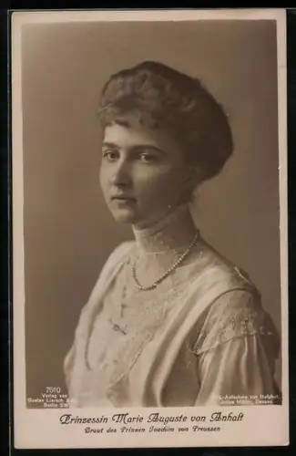 AK Portrait von Prinzessin Marie Auguste von Anhalt, Braut von Prinz Joachim von Preussen