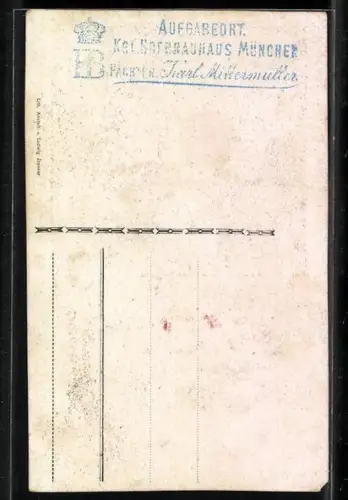 AK Urkunde aus dem Münchner Hofbräuhaus, Männer beim Trinken