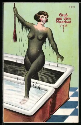 AK Schöne Nackte beim fröhlichen Moorbad, Badekultur
