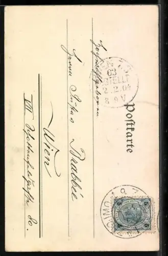 Lithographie Germania mit Schwert, geflügeltem Helm und Schild mit deutschen Farben