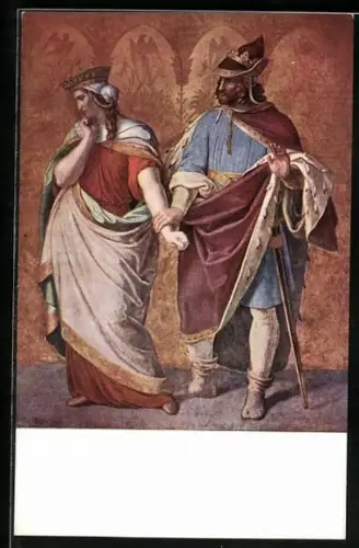 AK Das Nibelungenlied, Brunhilde und Gunther