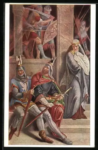 AK München, Das Nibelungenlied-Freskogemälde von Schnorr von Carolsfeld in der königl. Residenz