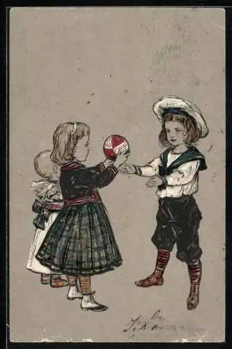 AK Kinder mit einem Ball als Spielzeug