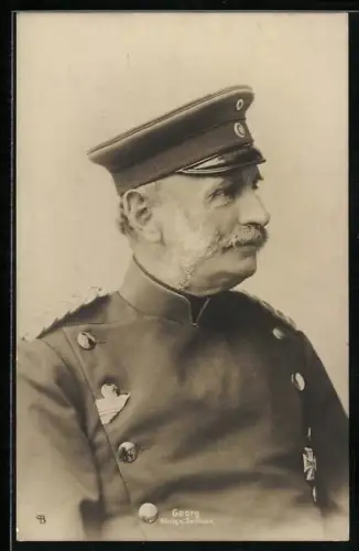 AK Portrait König Georg von Sachsen in Uniform mit Schirmmütze
