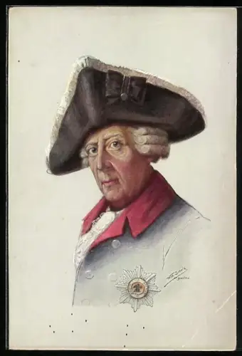 AK Portrait König Friedrich II. (der Grosse) mit Dreispitz