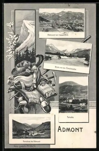 AK Admont, Ortsansicht mit Hexenturm, Totalansicht