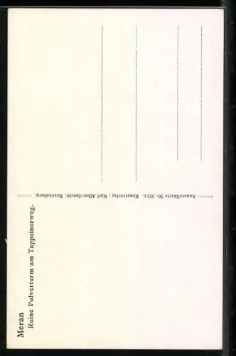 Künstler-AK J. Marschall: Meran / Merano, Ruine Pulverturm am Tappeine