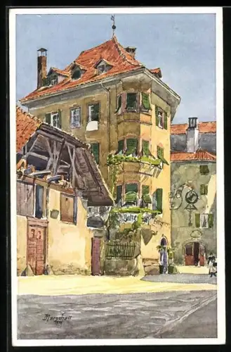 Künstler-AK J. Marschall: Bozen, Gasthaus Batzenhäusl
