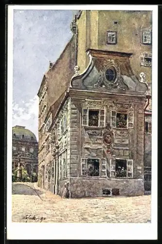 Künstler-AK E.F. Hofecker: Wien, Schottenbastei mit Strassenpartie