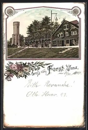 Lithographie Jena, Gasthof Forsthaus