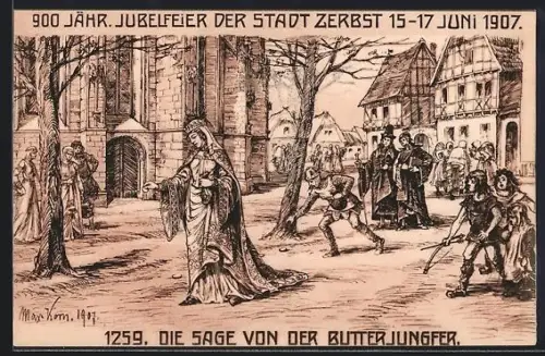 Künstler-AK Zerbst, 900 jähr. Jubelfeier 1907, Die Sage von der Butterjungfer