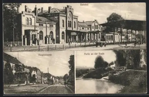 AK Elze i. Hann., Bahnhof, Hauptstrasse, Partie an der Saale