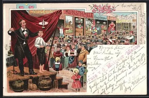 Lithographie Mainz, Buntes Treiben auf der Mainzer Messe