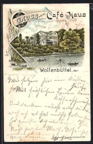 Lithographie Wolfenbüttel, Partie am Cafe-Haus