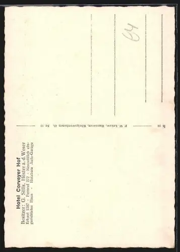 AK Höxter a. d. Weser, Hotel Corveyer Hof, Inh. G. Sillis