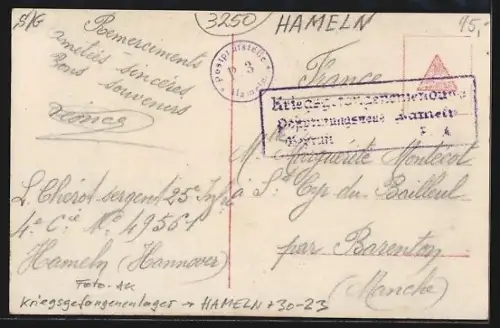 Foto-AK Hameln, Blick in das Kriegsgefangenenlager