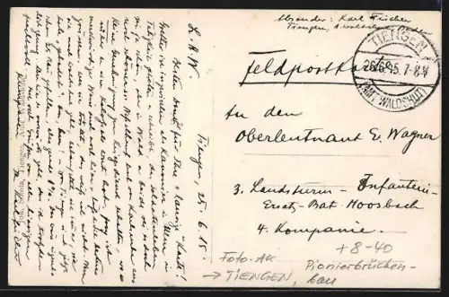 Foto-AK Tiengen / Waldshut, Soldaten beim Pionierbrückenbrau