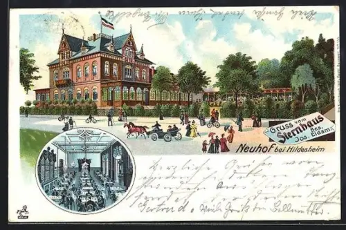 Lithographie Neuhof b. Hildesheim, Gasthaus Sternhaus, Bes. Jos. Eidam