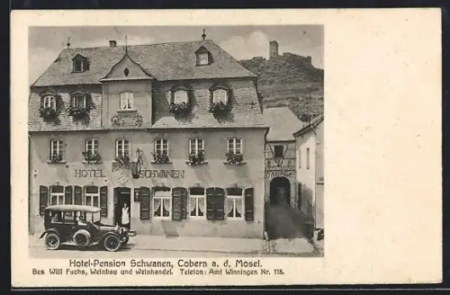 AK Cobern a. d. Mosel, Hotel-Pension Schwanen, Bes. Willi Fuchs
