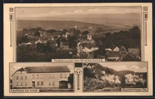 AK Wickerode, Totalansicht, Gasthaus z. Linde, Questenberger Tal