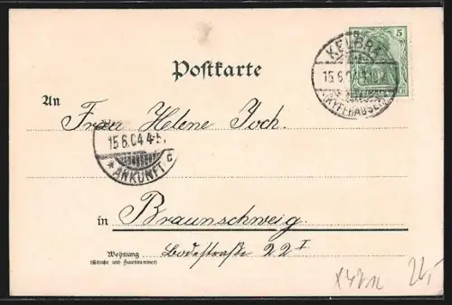 Lithographie Kelbra, Kaiser Wilhelm Denkmal, Burgruine Kyffhäuser, Rothenburg & Ortsansicht