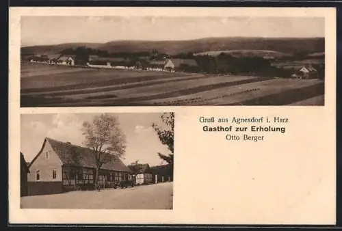 AK Agnesdorf, Gasthof zur Erholung, Bes. Otto Berger, Gesamtansicht