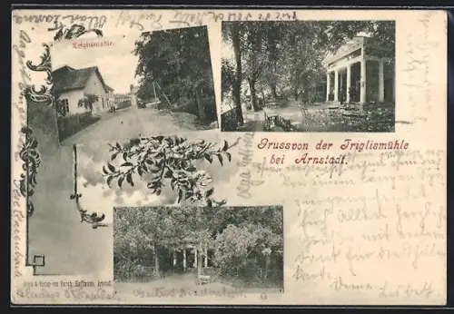 AK Arnstadt, Gasthof zur Triglismühle, Gartenterrasse