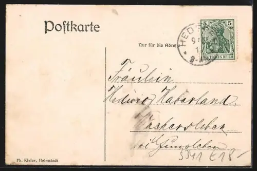 AK Hedeper, Geschäftshaus von G. H. Mayer Nachfg., Inh. W. Gebensleben, Totalansicht des Ortes