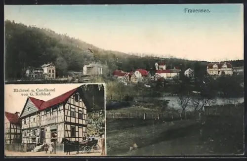 AK Frauensee, Bäckerei und Konditorei von G. Kalkhof, Totalansicht