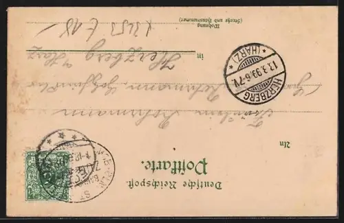 Lithographie Egeln, Breite Weg, Marktplatz mit Kirche und Rathaus