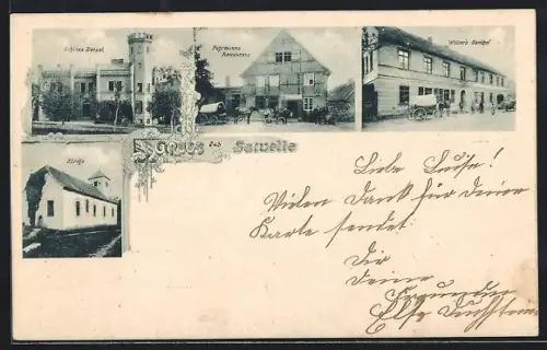 AK Satuelle, Wolter`s Gasthof, Fuhrmanns Restaurant, Schloss Detzel, Kirche