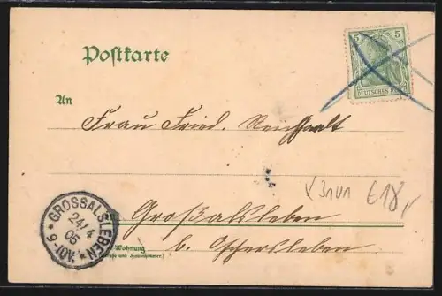 Lithographie Osterweddingen, Ladengeschäft von F. H. Oeltze, Gutshof H. Rusche, Kirche und Strassenpartie