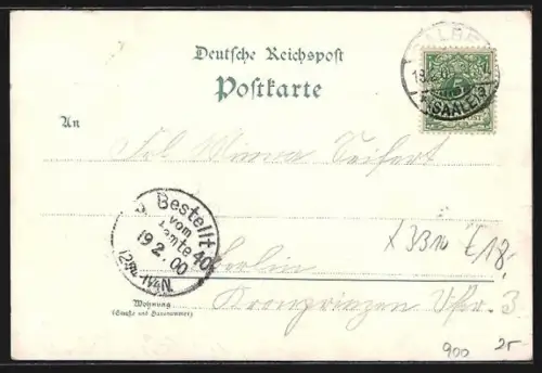 Lithographie Calbe a. S., Gasthof Hohendorfer-Busch mit Schiesshalle und Veranda