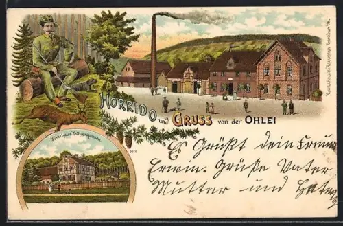 Lithographie Liebenburg, Gasthaus zur Ohlei, Forsthaus Döhrenhausen