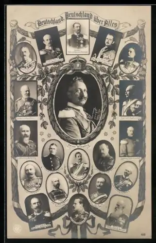 AK Portrait Günther von Schwarzburg-Rudolstadt, Wilhelm Ernst von Sachsen-Meiningen und weitere dt. Bundesfürsten