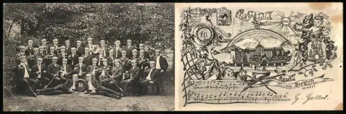 Klapp-AK Gruppenaufnahme von Studenten der Burschenschaft Branderia 1905