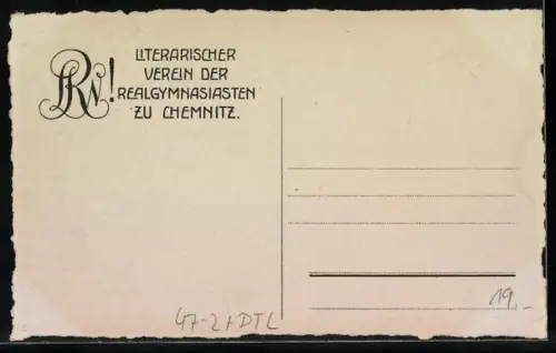 AK Chemnitz, Studentenwappen Literarischer Verein der Realgymnasiasten zu Chemnitz