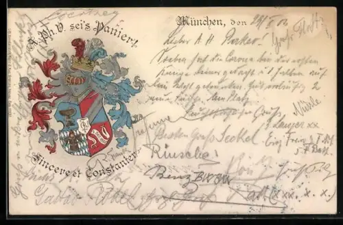 AK München, Studentenwappen der Burschenschaft A. Ph. V.