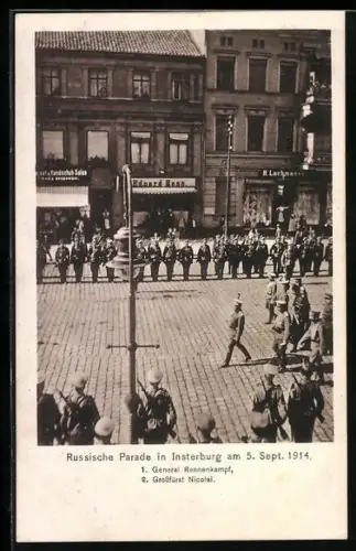 AK Insterburg, Russische Parade am 5 Sept. 1914