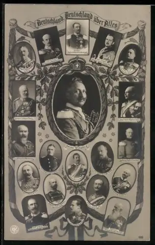 AK Portrait Günther von Schwarzburg-Rudolstadt, Wilhelm Ernst von Sachsen-Meiningen und weitere dt. Bundesfürsten