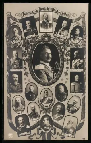 AK Portrait Günther von Schwarzburg-Rudolstadt, Wilhelm Ernst von Sachsen-Meiningen und weitere dt. Bundesfürsten