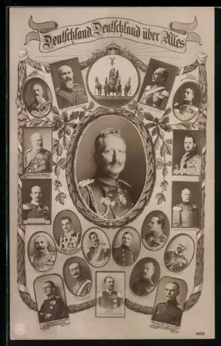 AK Deutschland, Deutschland über alles!, Quadriga, Kaiser Wilhelm II. und Heerführer