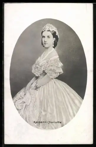 AK Kaiserin Charlotte in ovalem Passepartout