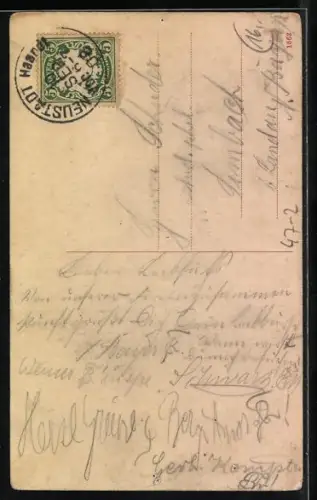 Künstler-AK Studentenwappen mit Bayerischem Muster, Löwe und Flügeln, Cum fide virtus