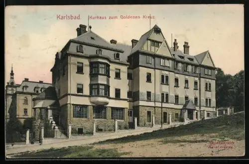 AK Karlsbad, Kurhaus Zum goldenen Kreuz