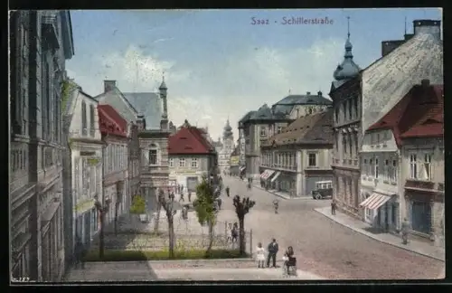 AK Saaz, Häuser an der Schillerstrasse