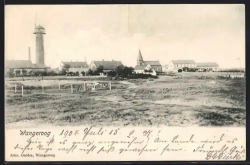 AK Wangerooge, Leuchtturm, Kirche, Dorfansicht