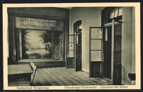 AK Wangerooge, Oldenburger Kinderheim, Spielraum mit Bühne